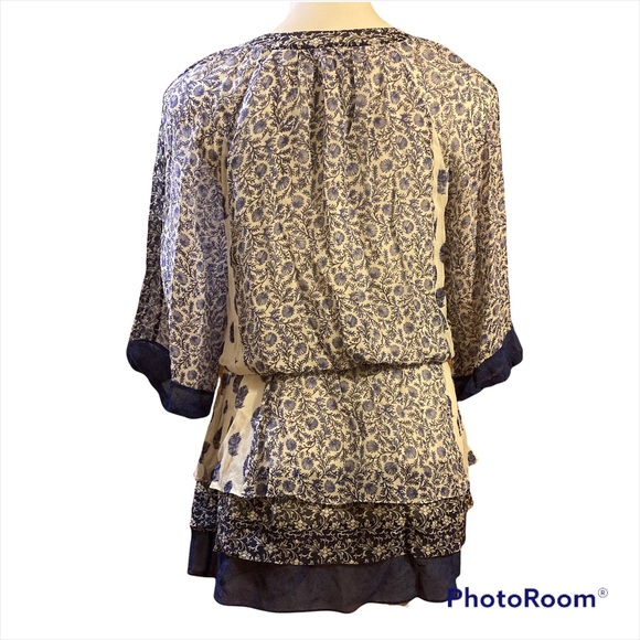 Joie Blue and white floral BoHo mini dress- - Picture 3 of 6